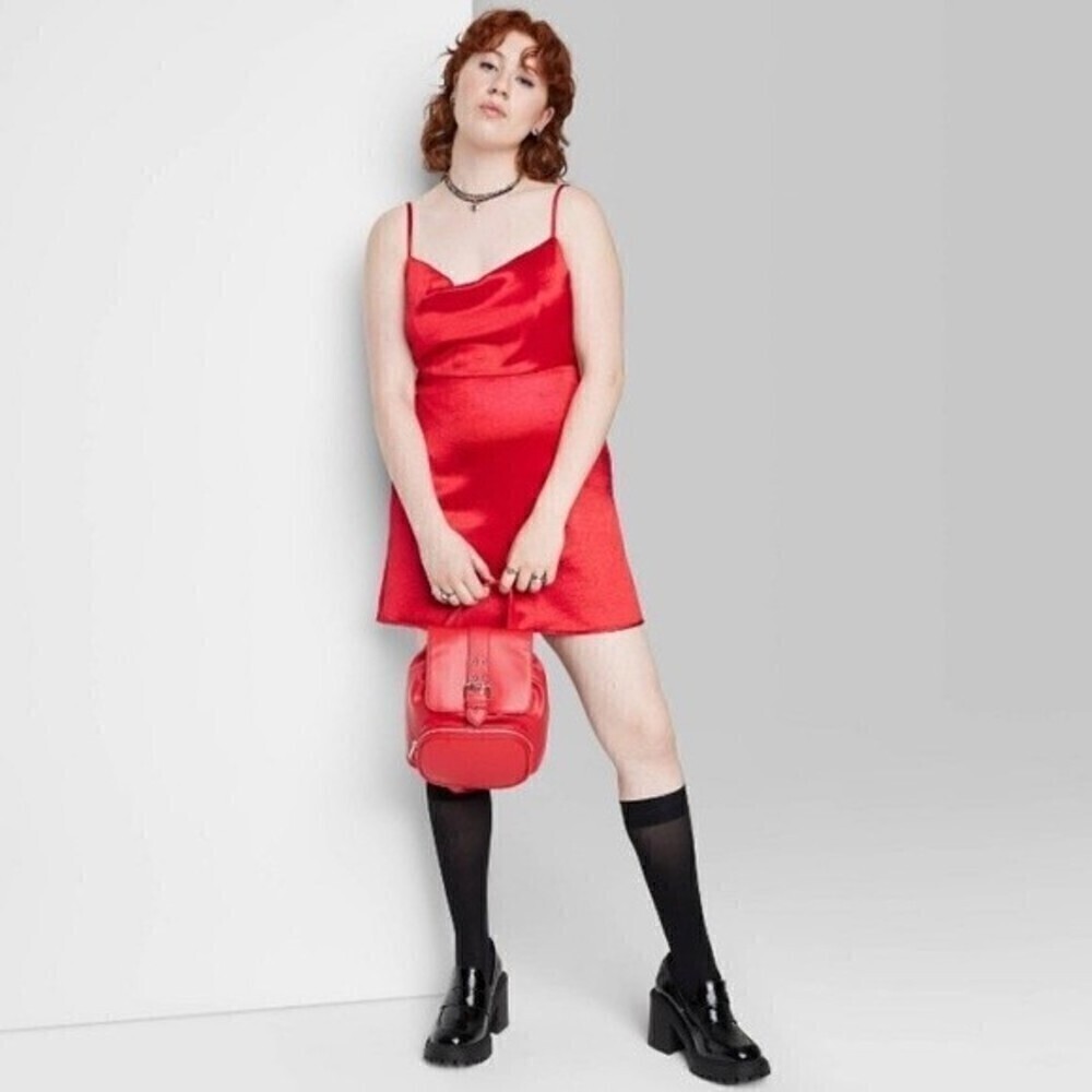 Wild fable red satin slip dress